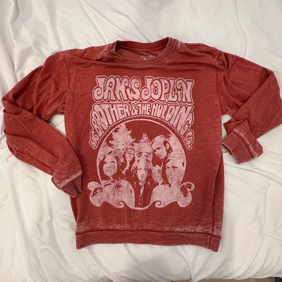 Recycled Karma Tops - Recycled Karma Vintage Janis Joplin Red Graphic Sweatshirt